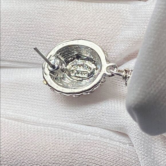 Kenneth Jay Lane Crystal embellished Pearl Drop Earrings - Picture 5 of 5